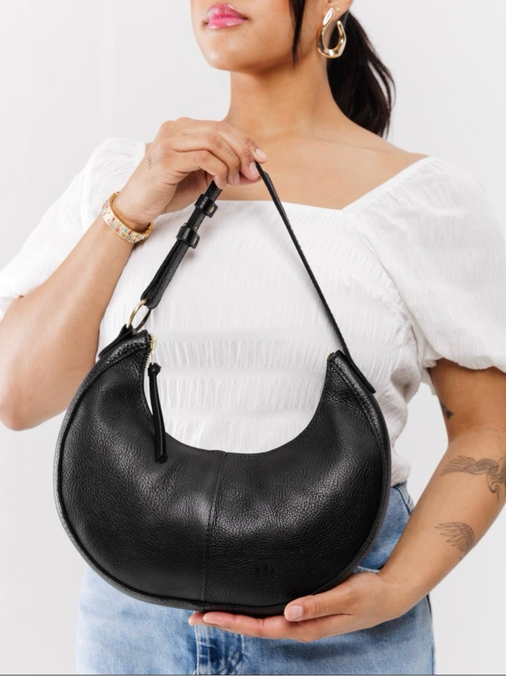 Portland Leather (PLG) Nora Shoulder Bag Classic Pebbled Black - Picture 6 of 10